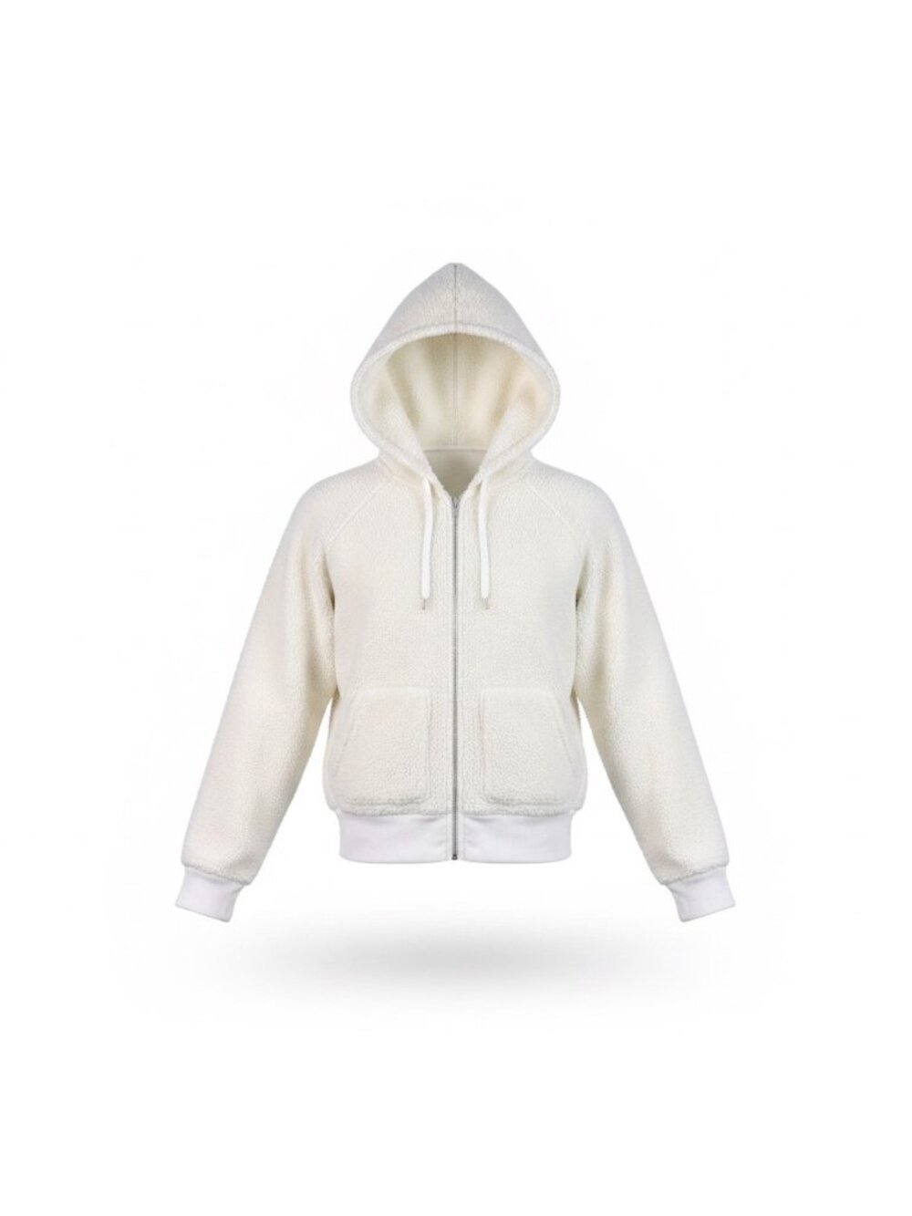 Gap Mens Ivory Sherpa Full-Zip Hoodie Warm Long Sleeve Tall Casual Sz L